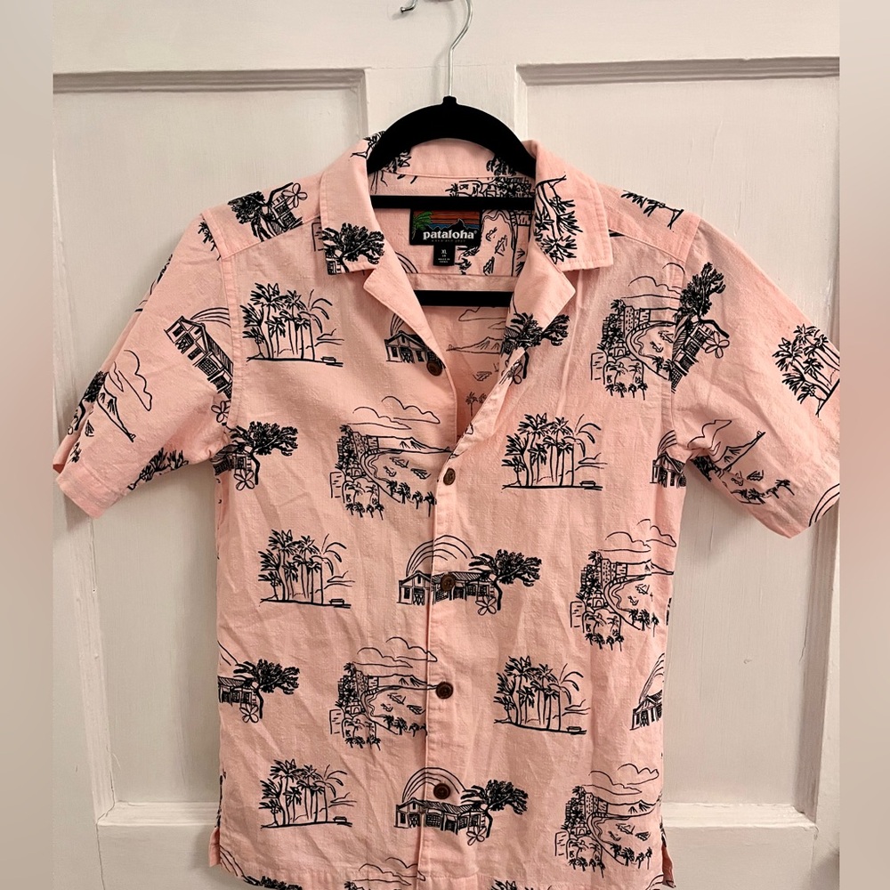Patagonia Pataloha Kaka’ako 2020 Boy’s Aloha Shirt Hawaiian Oahu Honolulu